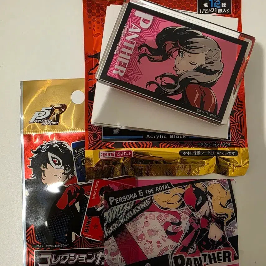 [BUNJANG] Persona 5 The Royal Tamaki An Panther Acrylic Block & Clear Card Bundle Set / 페르소나 5 더 로열 일본 다이소 아크릴 블록 클리어 카드 타마키 안 팬서 일괄