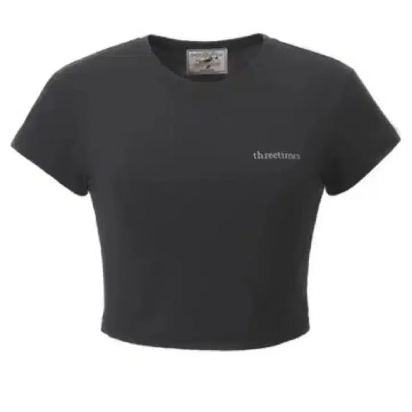 [BUNJANG] 3times Crop T-shirt Gray / 쓰리타임즈 크롭 반팔티 그레이