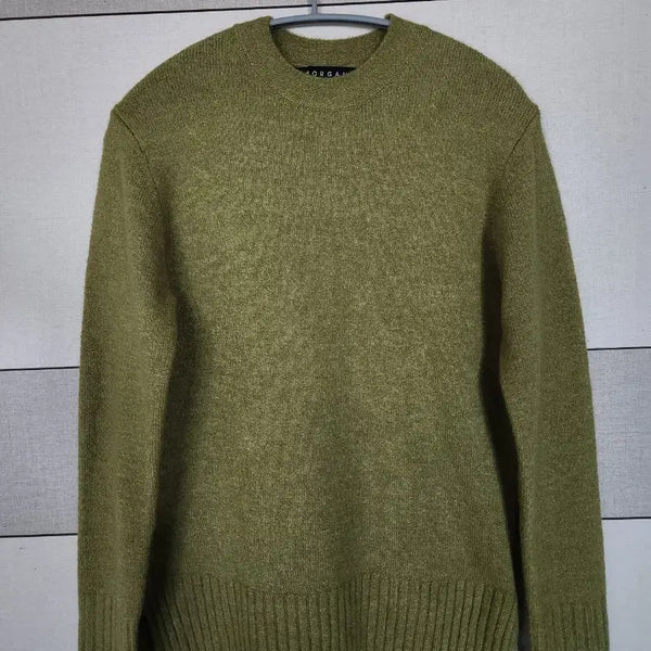 [BUNJANG] Morgan Round Neck Knit Khaki Green / 새상품 모르간 MORGAN 여성 라운드 니트  카키그린