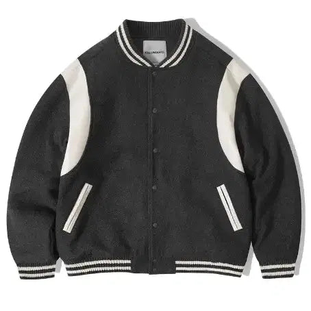 [BUNJANG] Filluminate Wool Varsity Jacket Charcoal / 필루미네이트 울 바시티 자켓