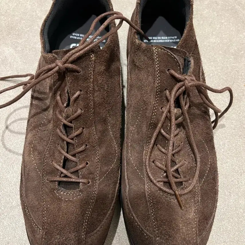 [BUNJANG] Wither Road Lazy Suede Racing Sneakers Washing Brown 290 / [위더로드] 레이지 스웨이드 레이싱 스니커즈 워싱 브라운/290