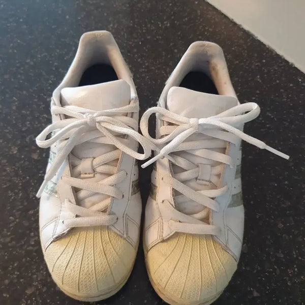 [BUNJANG] Adidas Superstar White Leather Sneakers / (세탁완료)235 아디다스 운동화