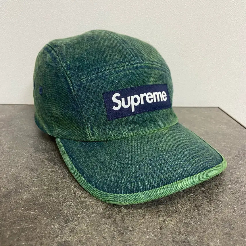 [BUNJANG] Supreme 23SS Overdyed Denim Camp Cap Green / 슈프림 박스로고 캠프캡 모자 23SS 오버다이드 데님 그린