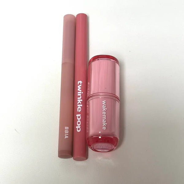 [BUNJANG] WAKEMAKE Glaze Fixing Gloss Chikit + BBIA, Twinkle Pop Lip Pencil Bundle Set / [일괄] 웨이크메이크 글레이즈 픽싱 글로스 치킷 + 삐아, 트윙클팝 립펜슬