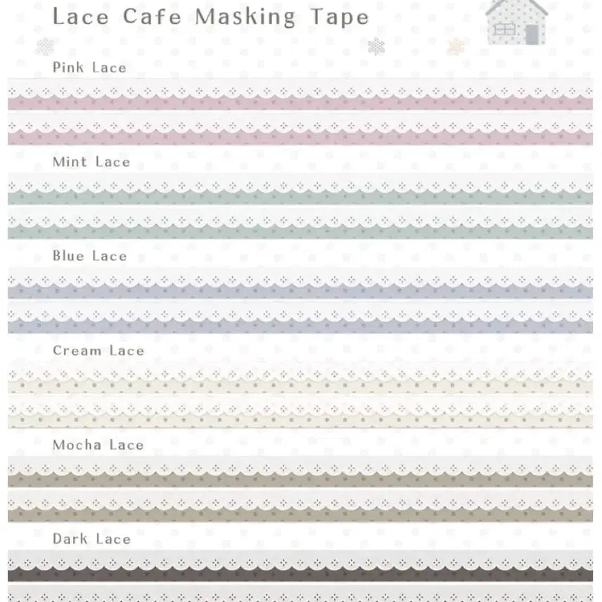 [BUNJANG] Ururu Lace Cafe Washi Tape Set (6 Types) / [6종set]우루루 레이스카페 마테