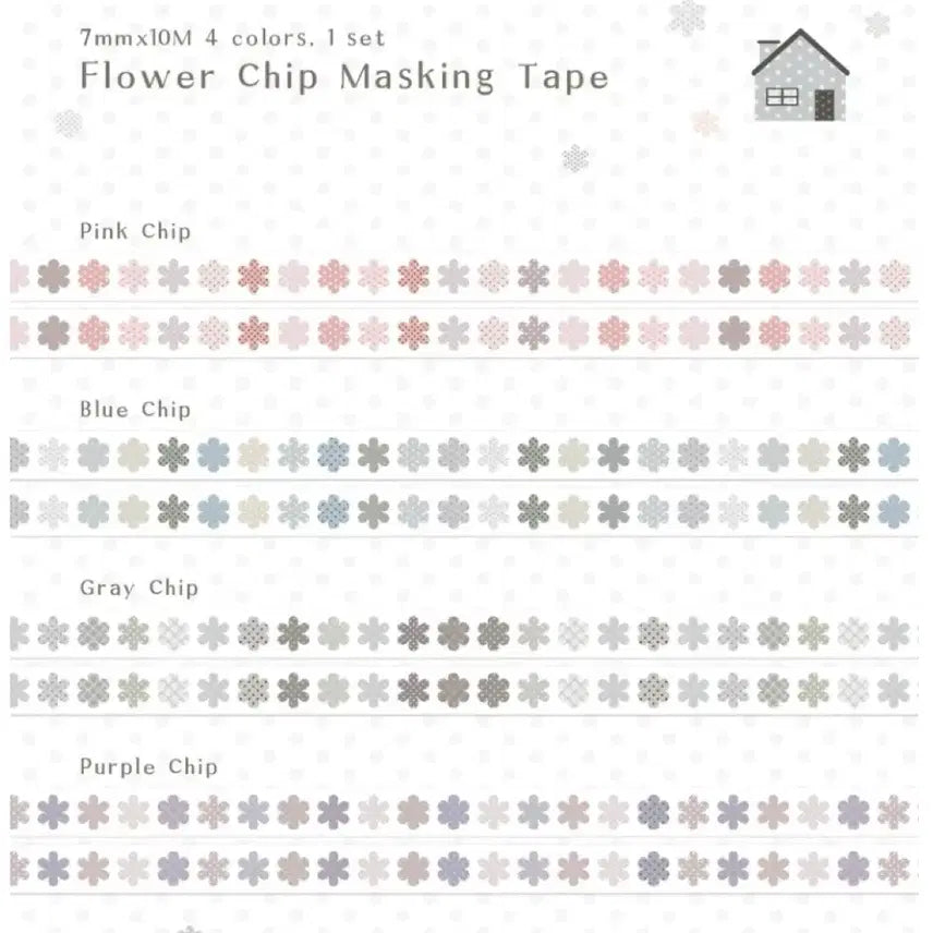 [BUNJANG] Ururu Flower Chip Washi Tape Set (4 Types) / [4종set]우루루 플라워칩 마테