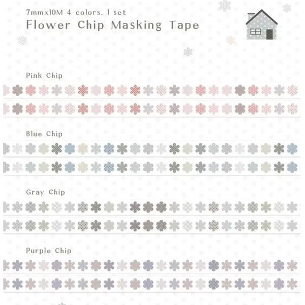 [BUNJANG] Ururu Flower Chip Washi Tape Set (4 Types) / [4종set]우루루 플라워칩 마테