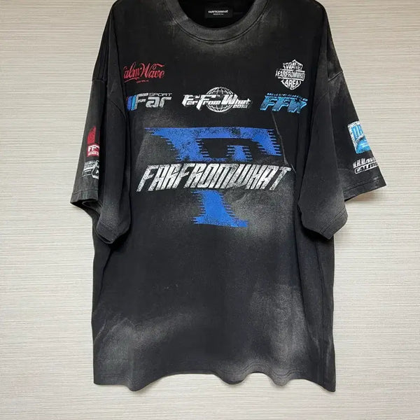 [BUNJANG] Fromwhere Washed Sponsor Logo Short Sleeve T-Shirt / [1] 파프롬왓 워시드 스폰서 로고 반팔 티셔츠