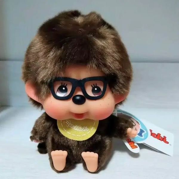 [BUNJANG] Monchhichi Large Head Glasses Yellow Bib / 홍콩 몬치치 대두 안경 노랑 턱받이