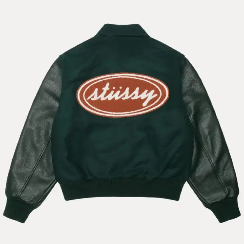 [BUNJANG] Stussy Oval Script Varsity Jacket Green (Size S) / [S] 스투시 오벌 스크립트 바시티 자켓 그린