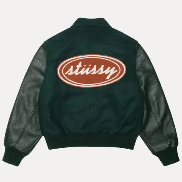 [BUNJANG] Stussy Oval Script Varsity Jacket Green (Size S) / [S] 스투시 오벌 스크립트 바시티 자켓 그린