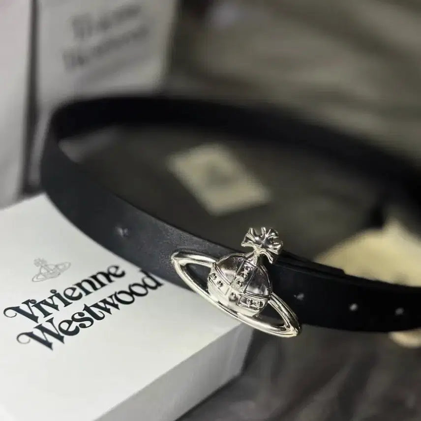 [BUNJANG] Vivienne Westwood Small Orb Buckle Belt Black Silver / 비비안웨스트우드 스몰 오알비 버클 벨트 블랙 실버