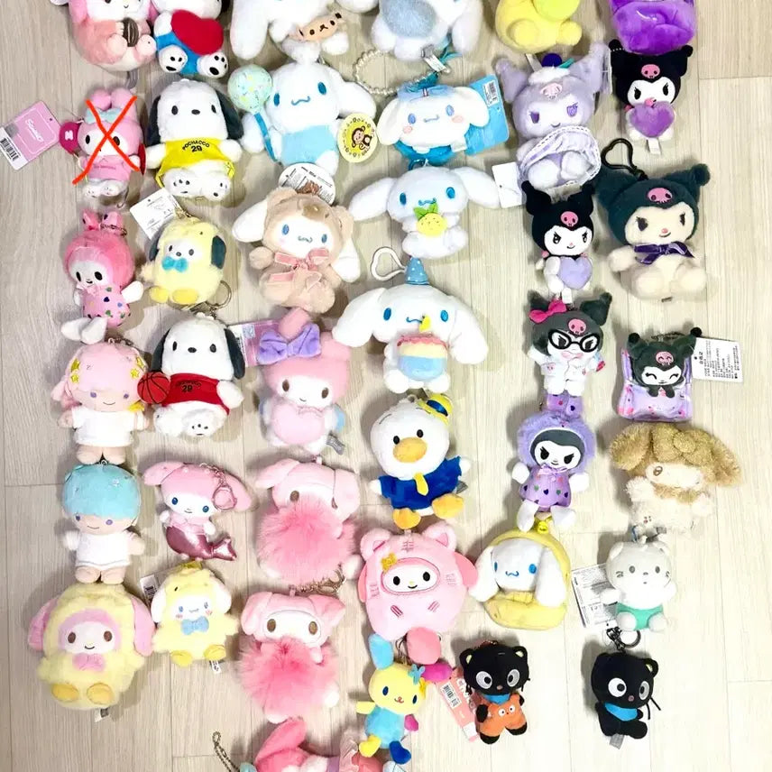 [BUNJANG] Sanrio Characters Coin Doll Keychain Ring Set / Sanrio산리오시나모롤쿠로미폼폼푸린마이멜로디포챠차코인형뽑기열쇠가방고리키링(개당