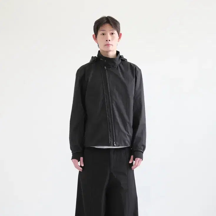 [BUNJANG] HAECHINGROOM Diagonal Zip Jacket V2 Black / [해칭룸] Diagonal Zip Jacket V2 Black 3 size