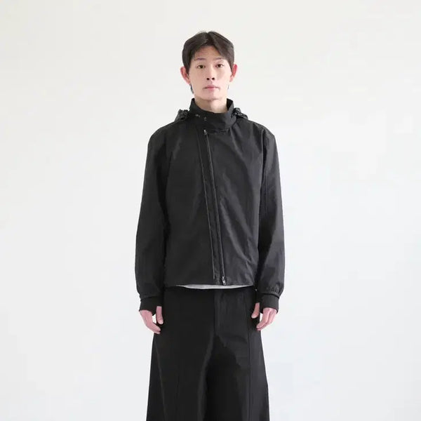 [BUNJANG] HAECHINGROOM Diagonal Zip Jacket V2 Black / [해칭룸] Diagonal Zip Jacket V2 Black 3 size
