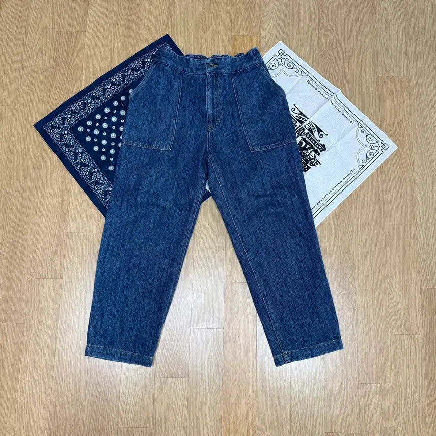 [BUNJANG] Customellow Wide Elastic Waist Denim Pants (28-30) / 커스텀멜로우 와이드 고무줄 데님 팬츠 28-30