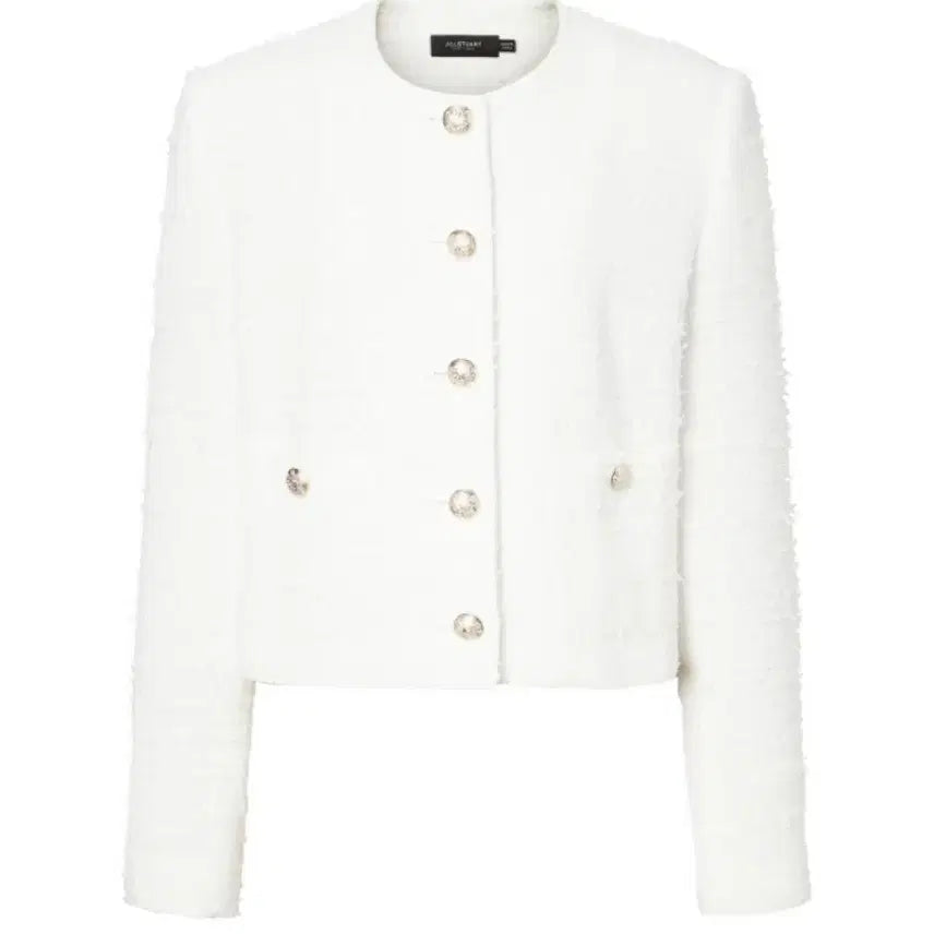 [BUNJANG] Jill Stuart White Cotton Blend Tweed Jacket / 질스튜어트 화이트 올풀림 코튼혼방 트위드자켓 (1회착용)