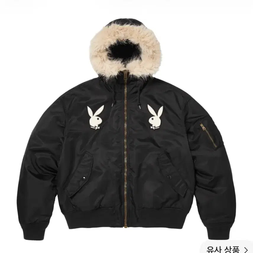[BUNJANG] Supreme x Playboy MA-1 Hooded Jacket Black / 슈프림 x 플레이보이 후드 MA-1 블랙 - 26SS