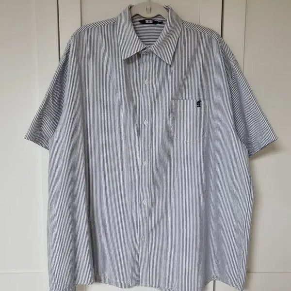 [BUNJANG] Trillion City Boy Oxford Oversized Half Sleeve Shirt Navy Stripe XL / 트릴리온 시티보이 옥스포드 오버핏 반팔셔츠.XL.네이비스트라이프