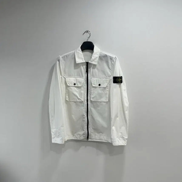 [BUNJANG] Stone Island Patch Overshirt White - Size M / [M/백화점구매]스톤아일랜드 와펜 오버셔츠 화이트