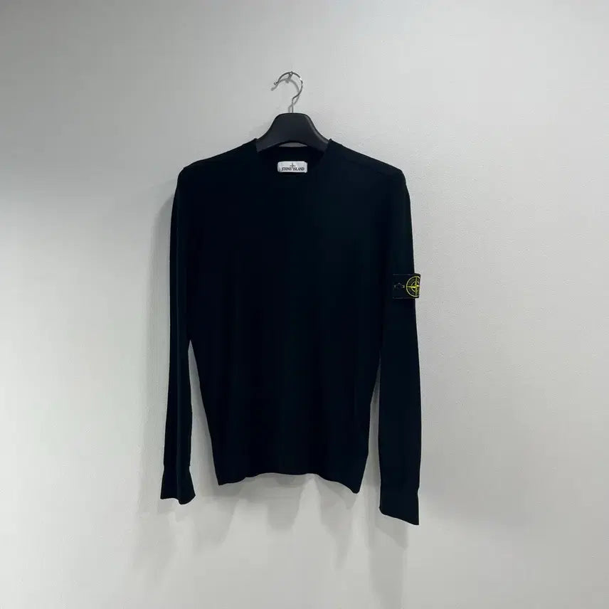 [BUNJANG] Stone Island Patch Knit Sweater Black / [L]스톤아일랜드 와펜 니트 블랙