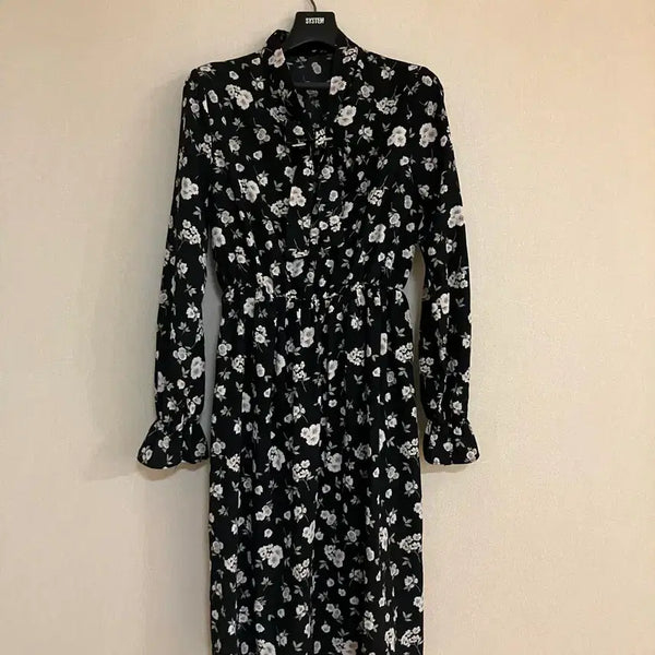 [BUNJANG] Ribbon Tie Floral Pattern Dress XS / 리본타이 원피스 XS  착샷 하객룩