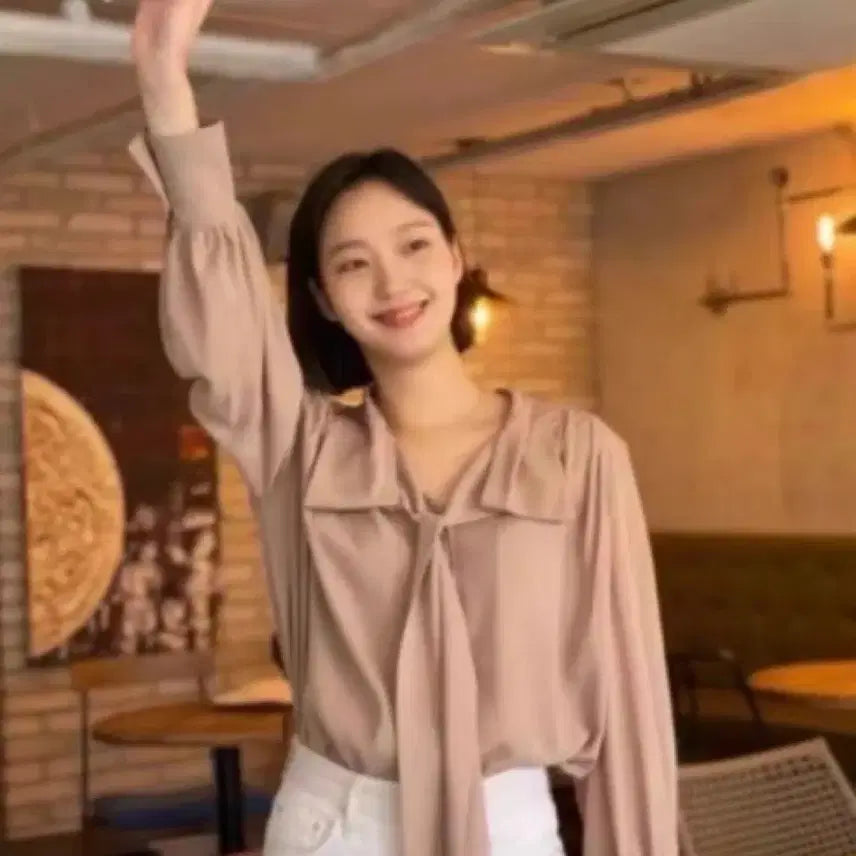 [BUNJANG] RECTO Nausia Scarf Blouse Beige / 상태 최우수) 렉토 나우시아 스카프 블라우스 베이지