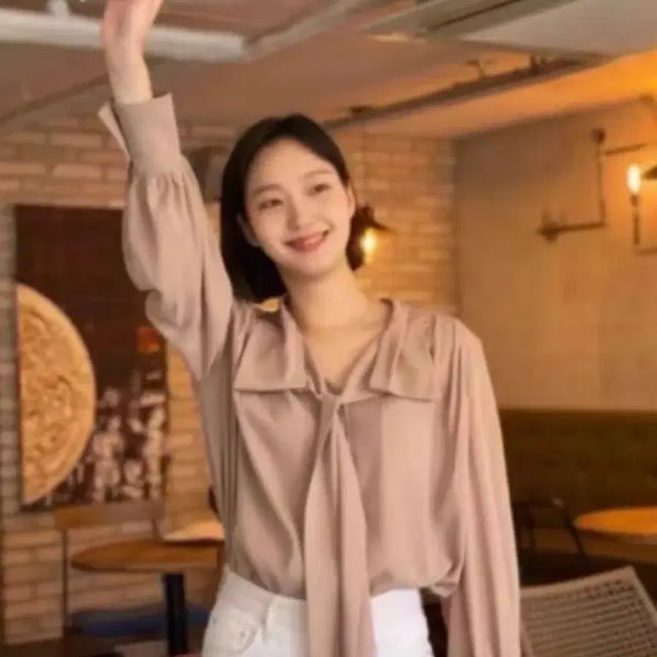 [BUNJANG] RECTO Nausia Scarf Blouse Beige / 상태 최우수) 렉토 나우시아 스카프 블라우스 베이지