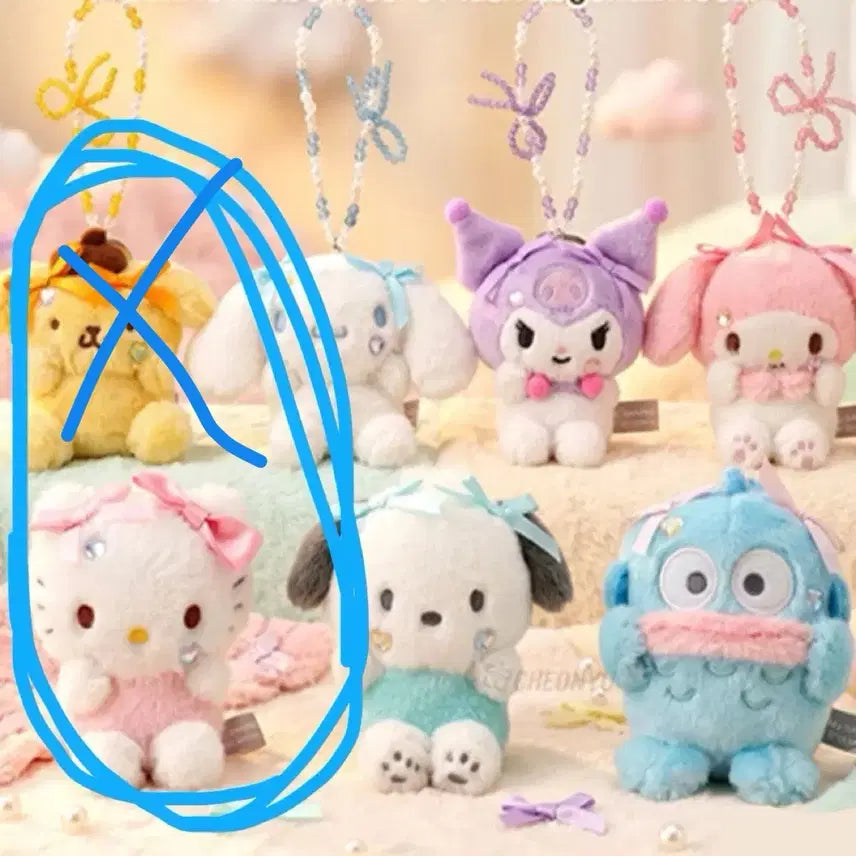 [BUNJANG] Sanrio Ribbon Core Hello Kitty Plush Keychain 10cm / (새상품) 산리오 리본코어 헬로키티 인형 키링 10cm