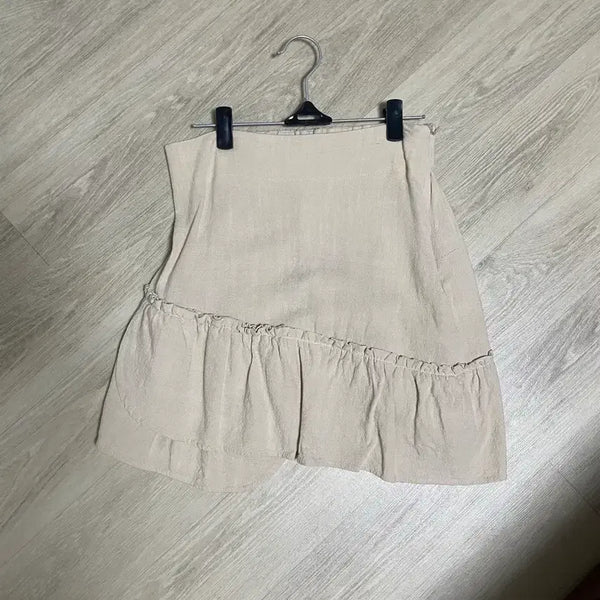 [BUNJANG] Beige Frill Midi Skirt / 베이지색 프릴 스커트