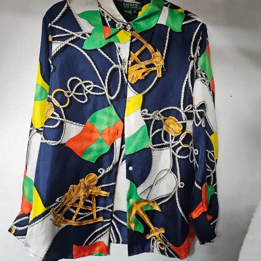[BUNJANG] Ralph Lauren 100% Silk Vintage Pattern Blouse / 랄프로렌 실크100% 블라우스