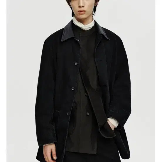 [BUNJANG] Youth Leather Collar Denim Half Coat / 유스 레더 카라 데님 하프 코트m