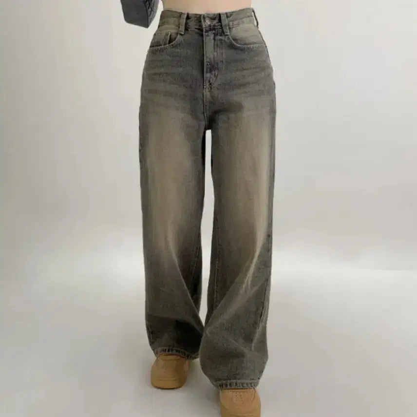 [BUNJANG] Vintage Washed Wide Leg Denim Pants / 빈티지 워싱 와이드 데님 팬츠