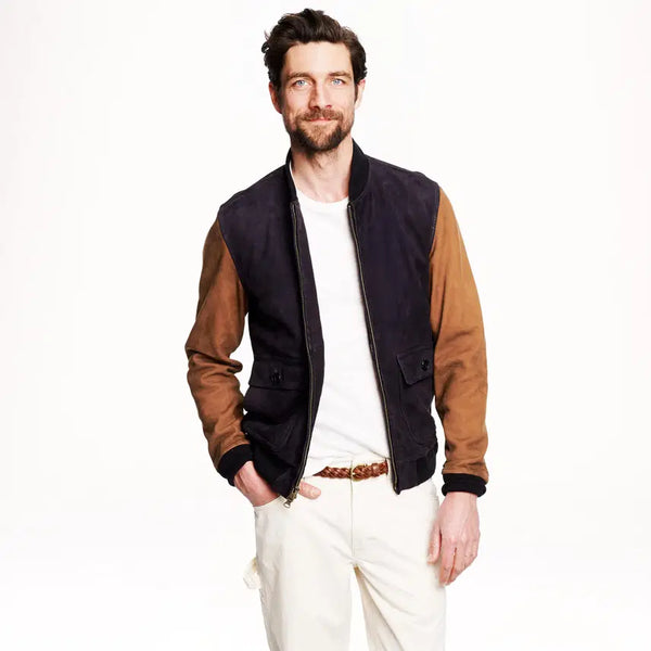 [BUNJANG] J.Crew Suede Colorblock Bomber Jacket M / 제이크루 스웨이드 자켓 / 점퍼 / M