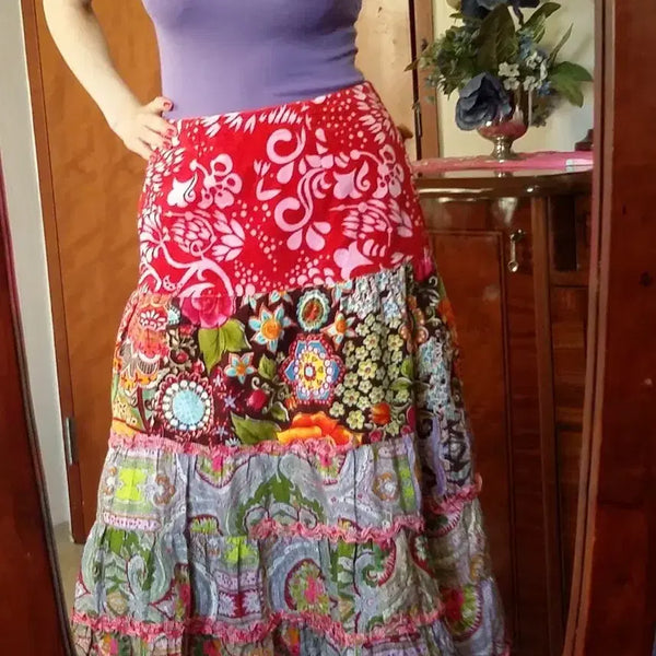 [BUNJANG] Oilily Limited Edition Patchwork Tiered Skirt / 오일릴리 한정판 패치워크 캉캉 스컷