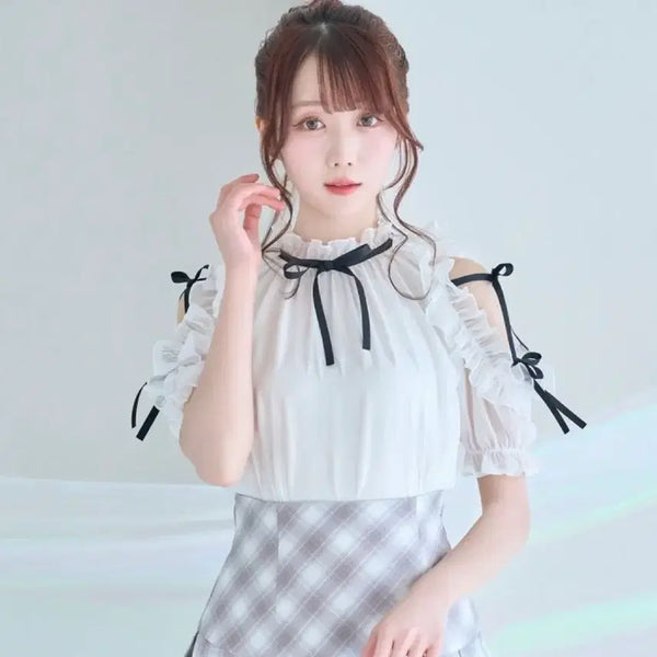 [BUNJANG] Rose Muse Ribbon Blouse / 반택무배ㅣrose muse리본블라우스 양산형지뢰계스나계미셸마카롱피움