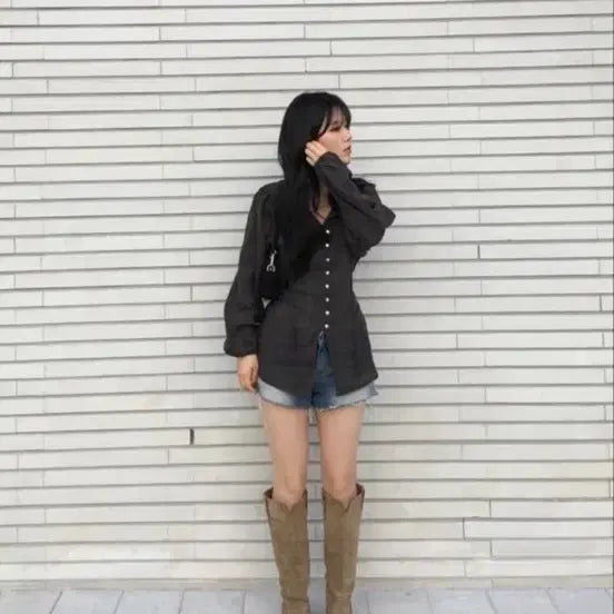 [BUNJANG] Our Cabinet Honey Strap Blouse / 아워캐비넷 허니 스트랩 블라우스