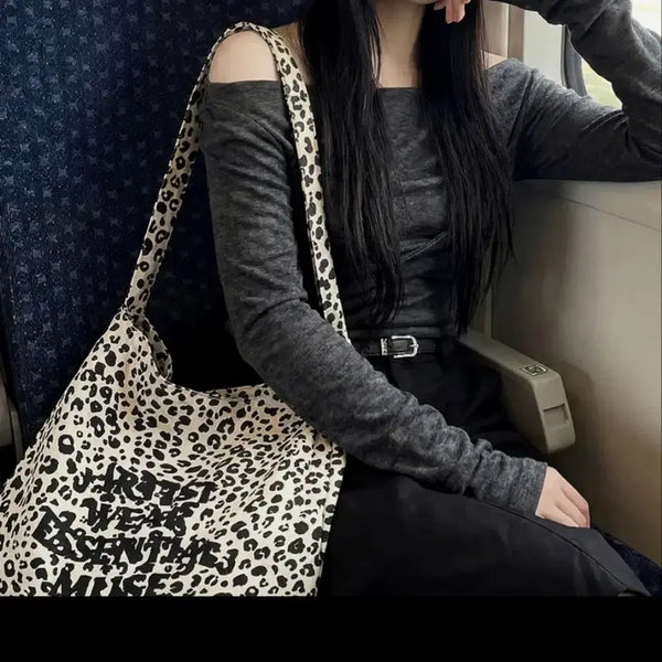 [BUNJANG] Leopard Print Eco Bag Shoulder Bag / 레오파드 에코백