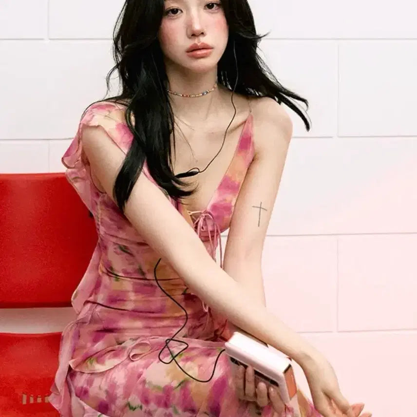 [BUNJANG] Floral Ruffle Dress (Imported) / 플로럴 러플 드레스 S (수입의류)