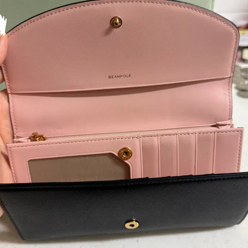 [BUNJANG] Beanpole Saffiano Long Wallet Pink Lining / 빈폴 사피아노 장지갑 (안감 분홍색)
