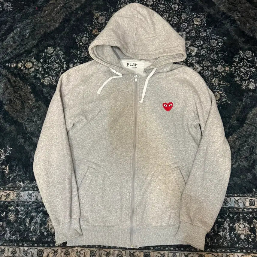 [BUNJANG] Comme des Garçons PLAY Zip-Up Hoodie Grey / 꼼데가르송 플레이 집업 후드 그레이