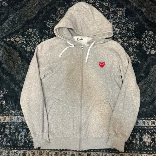 [BUNJANG] Comme des Garçons PLAY Zip-Up Hoodie Grey / 꼼데가르송 플레이 집업 후드 그레이