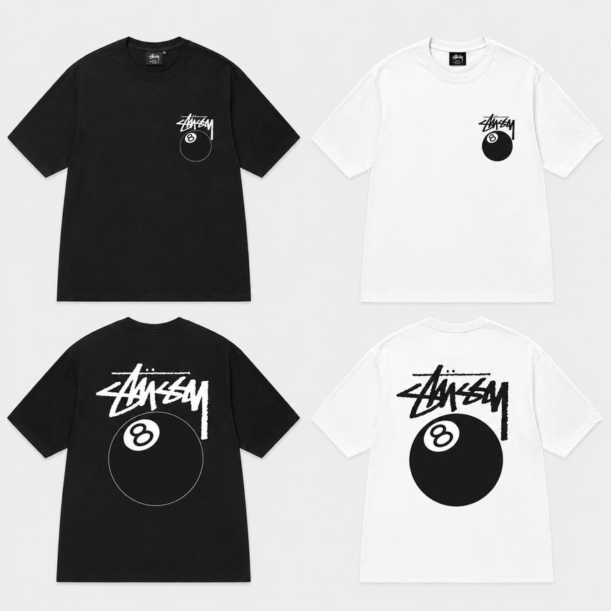 [BUNJANG] Stussy 8 Ball Logo Short Sleeve T-Shirt / [정품][최저가보장] 스투시 8볼 로고 반팔 티셔츠 블랙 화이트
