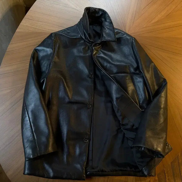[BUNJANG] Solid Homme Lambskin Leather Car Coat (Men's 100) / 솔리드옴므 램스킨 레더 카코트 남성100