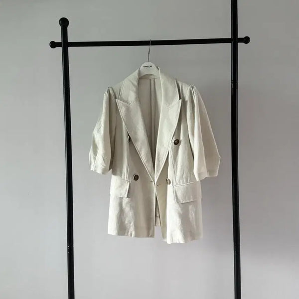 [BUNJANG] VOV Linen Blend Short Sleeve Blazer / VOV 보브 마 반팔 자켓