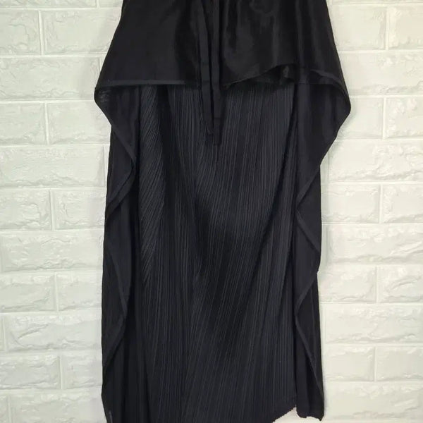 [BUNJANG] Issey Miyake Mainline Pleats Please Asymmetric Wrap Skirt / 90년대 미야케 메인라인 아카이브 이세이 미야케 페테 블랙 플리츠 비대칭 랩 스커트