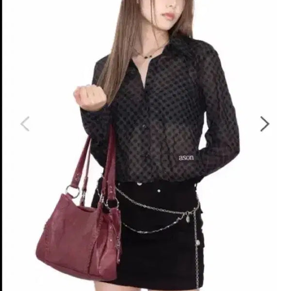 [BUNJANG] AZON Martini See-Through Shirt Black / [새상품] 애즈온 MARTINI SEE-THROUGH SHIRT / BLACK