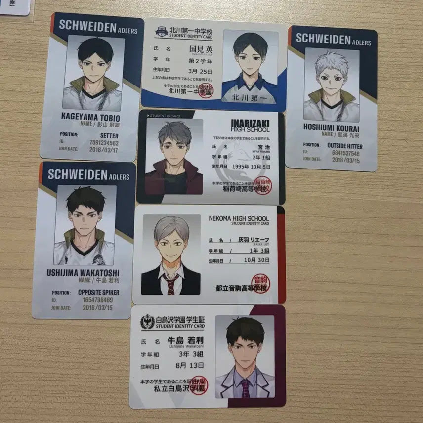 [BUNJANG] Haikyuu!! Unofficial Student ID Card & Enamel Pin Set / 하이큐 비공굿 학생증 ID카드 전차스 판매