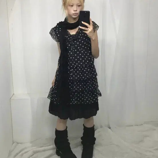 [BUNJANG] Swinging Seoul Dot Black Outfit Set / 스윙잉서울 대구 코디셋 코디세트 도트 블랙 하구미 공겜 빈티지