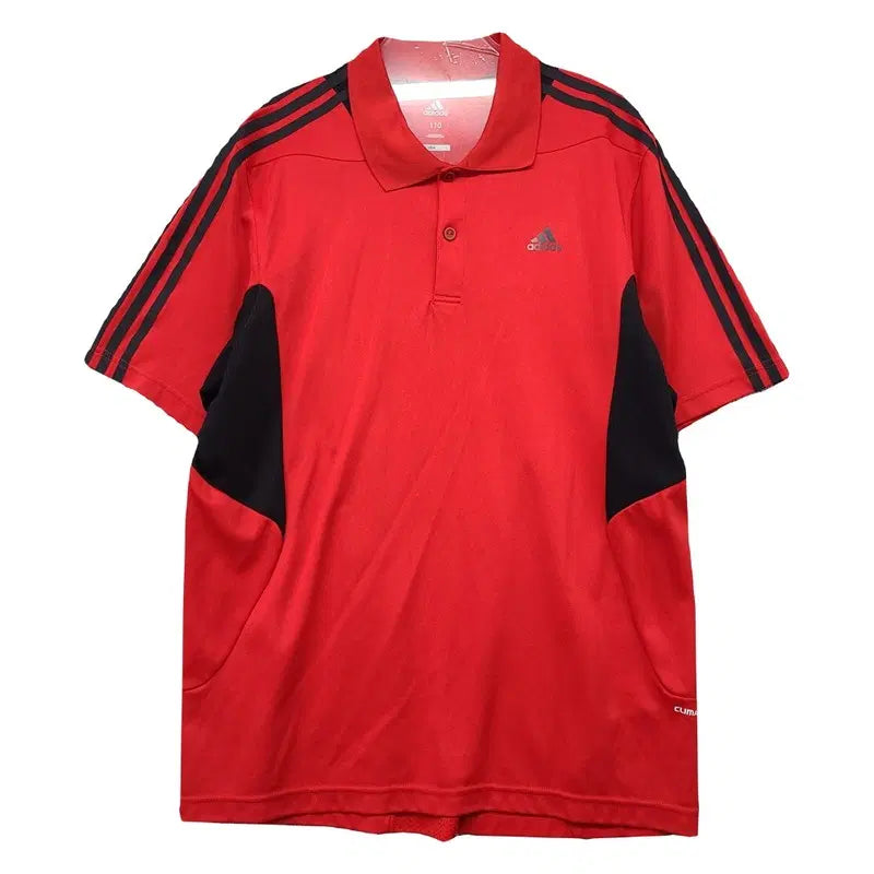 [BUNJANG] Adidas Red Performance Training Short Sleeve Polo Shirt 110 / 아디다스 레드 기능성 트레이닝 반팔 카라티 110